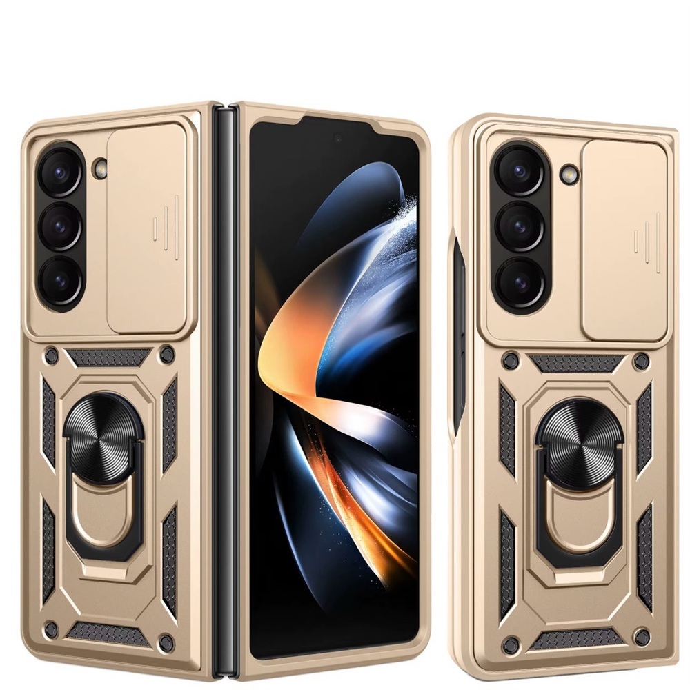 Samsung GalaxyZFold7Armor Protective Case with Sliding Window only black n gold